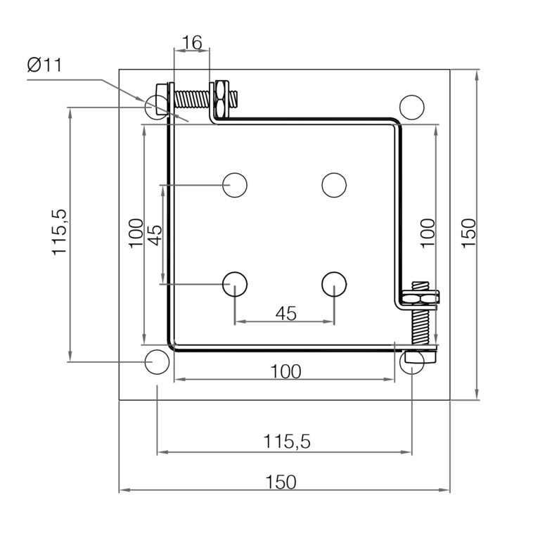 Picardy Bolt-Down & Grip Support 100x100mm