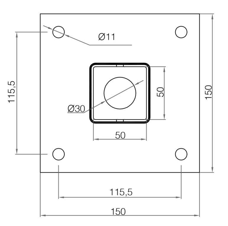Picardy Bolt-Down Post Support 50x50mm