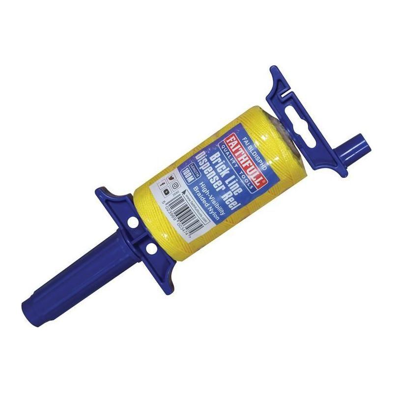 Faithfull Brick Line Dispenser Reel with Hi-Vis Line 100m (330ft) Faithfull - RockBottom Northampton