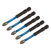 Draper 05676 Draper Expert Cross Slot/PH Type Impact Screwdriver Bits, No.2 x 75mm, 1/4" Hex (Pack of 5)