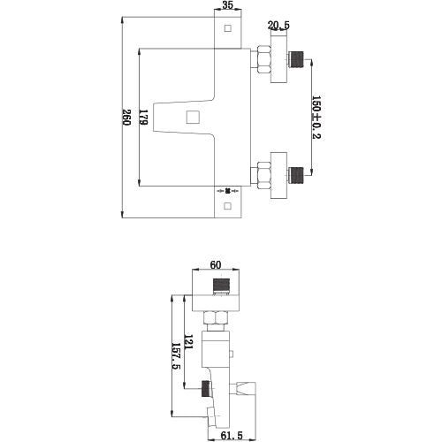 Fresssh Diamond Wall Mounted Bath Shower Mixer Only