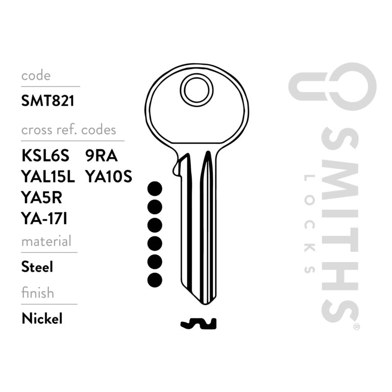Smiths Locks Yale 6 Pin Cylinder Key Blank Pack 10