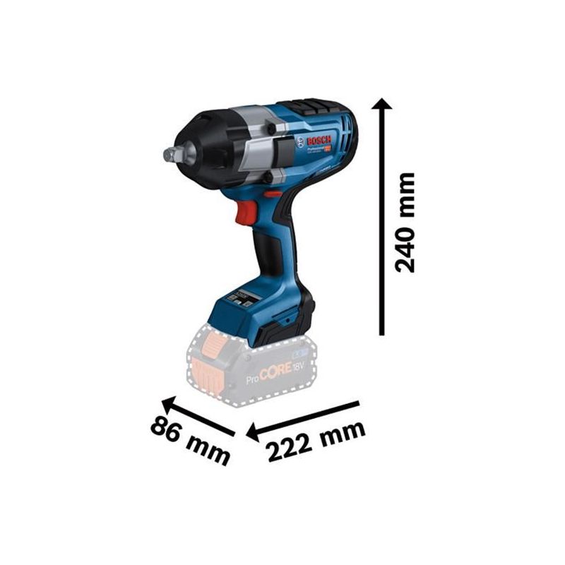 Bosch GDS 18V-1000 Pro BITURBO 1/2in Impact Wrench 18V 2 x 8.0Ah ProCORE18V Li-ion Bosch - RockBottom Northampton