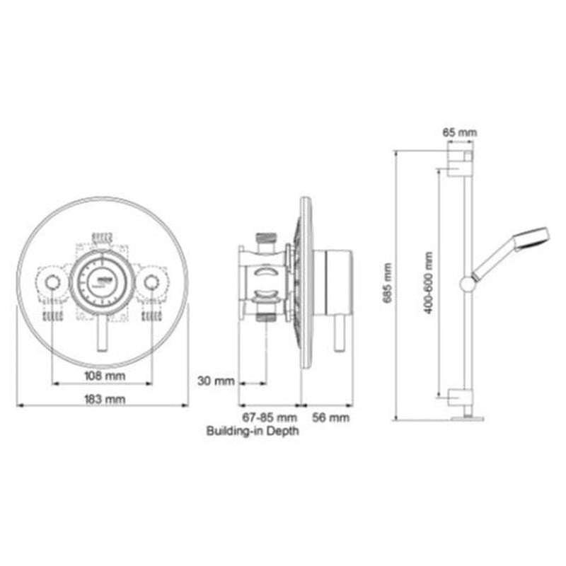 Mira Element BIV Thermostatic Mixer SS Chrome