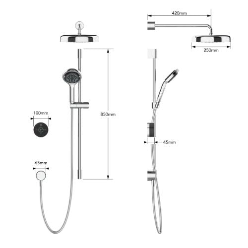 Mira Platinum Dual Outlet Rear Fed HP Shower