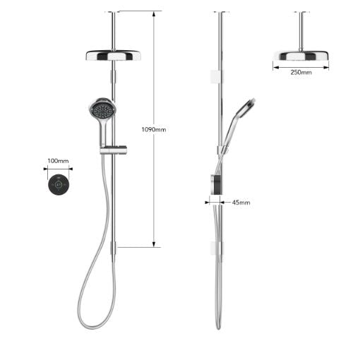 Mira Platinum Dual Outlet Ceiling Fed LP