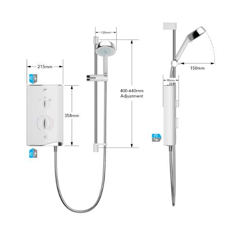 Mira Sport Thermostatic(Single Outlet) 9.8kW Electric Shower