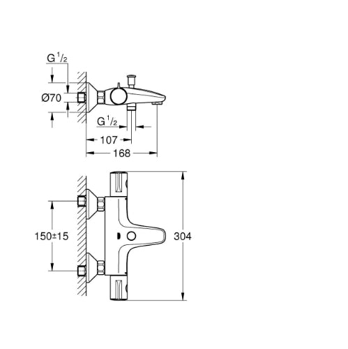 G800 Thermostatic Bath Mixer 1/2 Inch 160CC