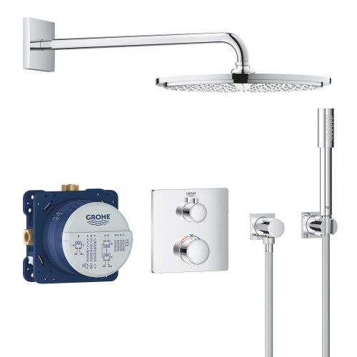 Grohtherm Square Concealed Bundle Cosmo - Wall Head and Holder Chrome