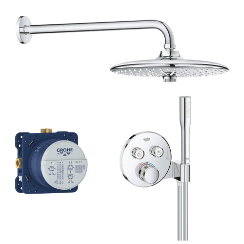 SmartControl Round Concealed Bundle - Wall Head and Holder Chrome