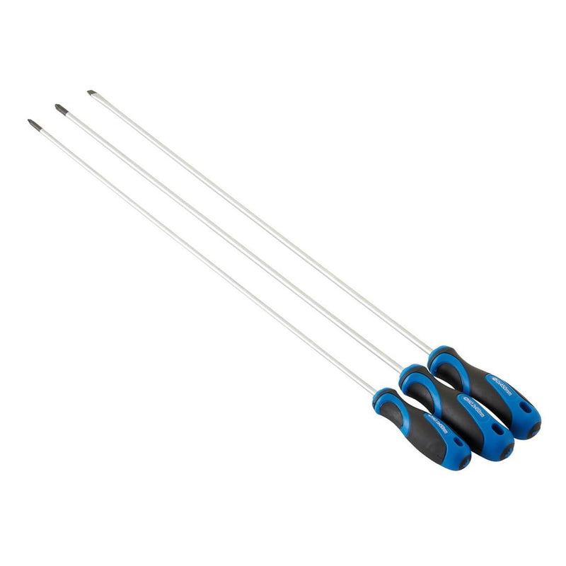 Draper Extra Long Reach Soft Grip Screwdriver Set, 450mm (3 Piece) 32603 Draper - Town Tools 