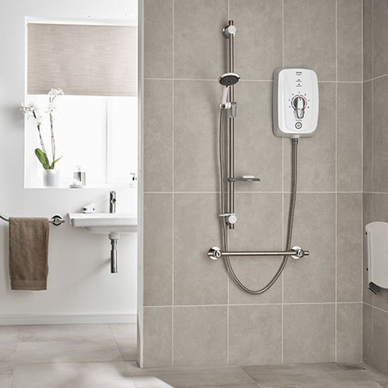 Triton Omnicare Design 9.5kW Thermostatic & Grab Riser Kit(2m Hose & 940mm Rail)