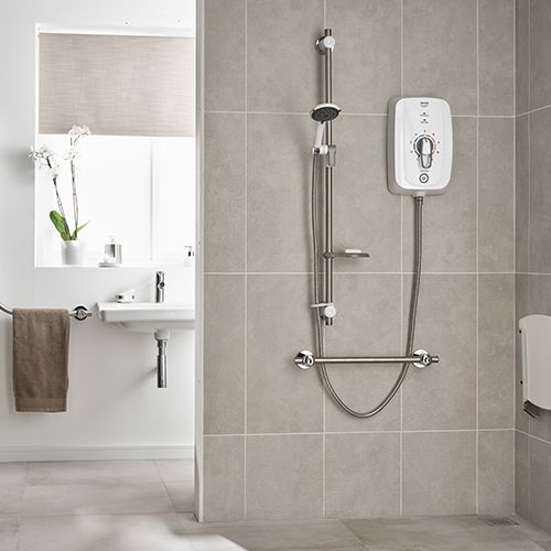 Triton Omnicare Design 9.5kW Thermostatic & Grab Riser Kit(2m Hose & 940mm Rail)