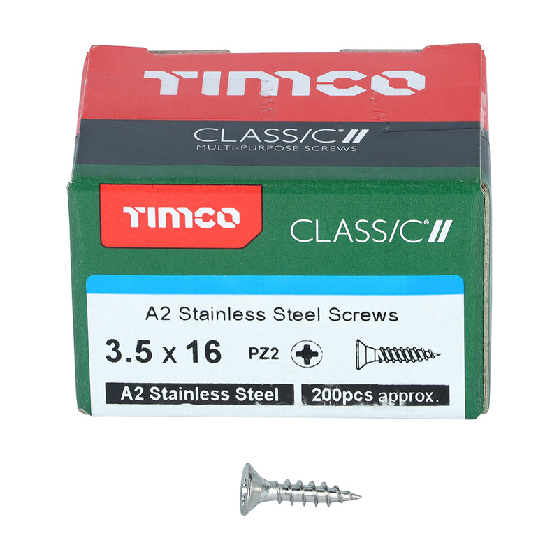 TIMCO Classic Multi-Purpose Countersunk A2 Stainless Steel Woodcrews — Box