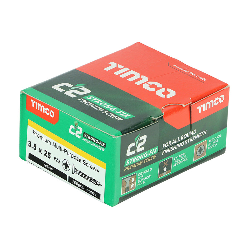 TIMCO C2 Strong-Fix Multi-Purpose Premium Countersunk Gold Woodscrews — Box