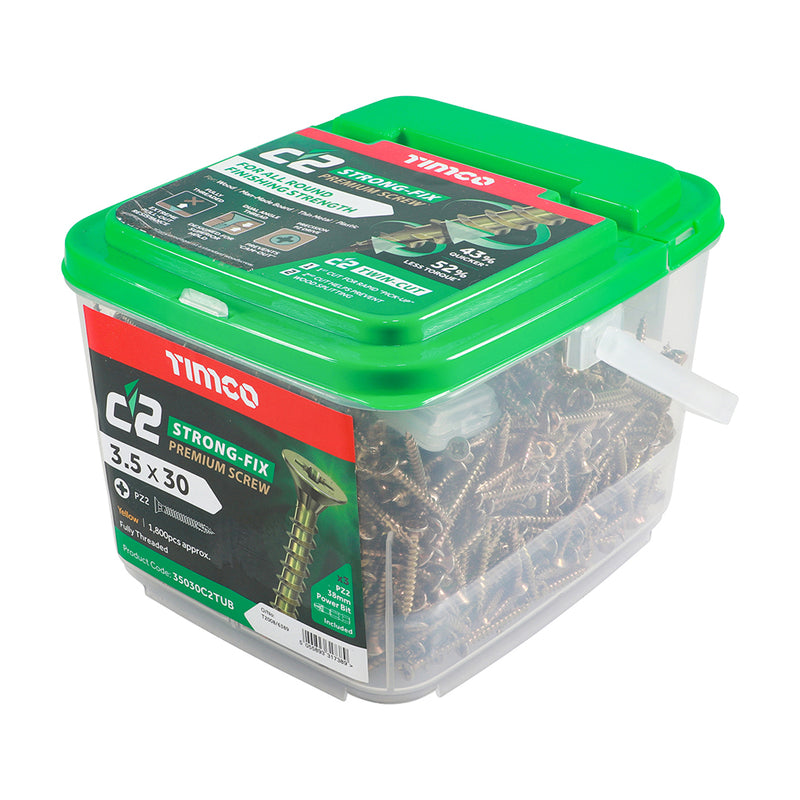 TIMCO C2 Strong-Fix Multi-Purpose Premium Countersunk Gold Woodscrews — Tub