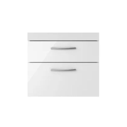 Fresssh Alba 600mm W/H 2 Drawer Basin Unit Gloss White (UNIT ONLY)