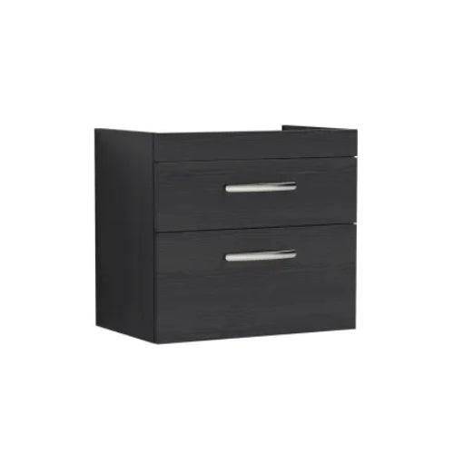 Fresssh Alba 600mm W/H 2 Drawer Basin Unit - Black (UNIT ONLY)