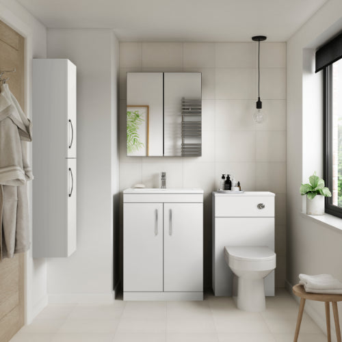 Fresssh Alba 450mm Single Mirror Cabinet Gloss White