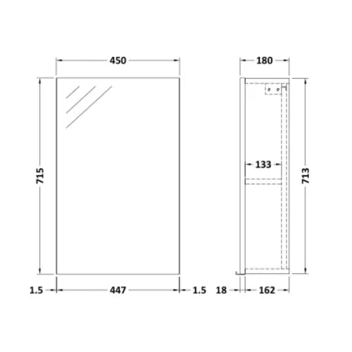 Fresssh Alba 450mm Single Mirror Cabinet Gloss White
