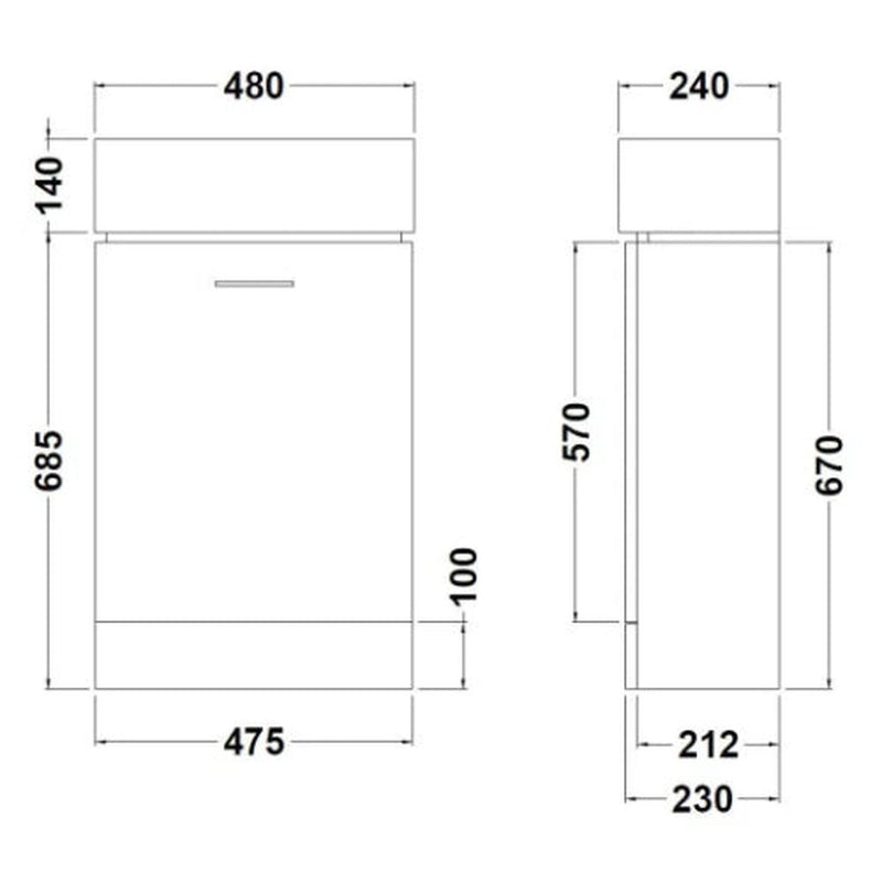 Fresssh NEW Helena 480mm Compact FS 1 Door Vanity Unit(Requires Basin)