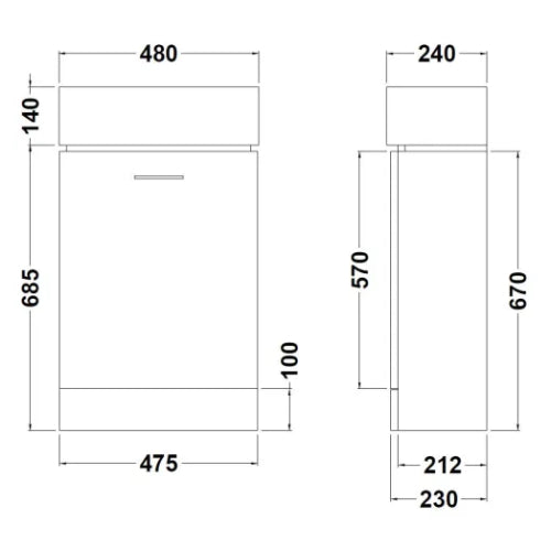 Fresssh NEW Helena 480mm Compact FS 1 Door Vanity Unit(Requires Basin)