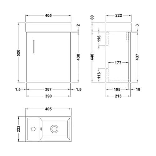 Fresssh NEW Helena 400mm Compact Wall Hung Cabinet & Basin