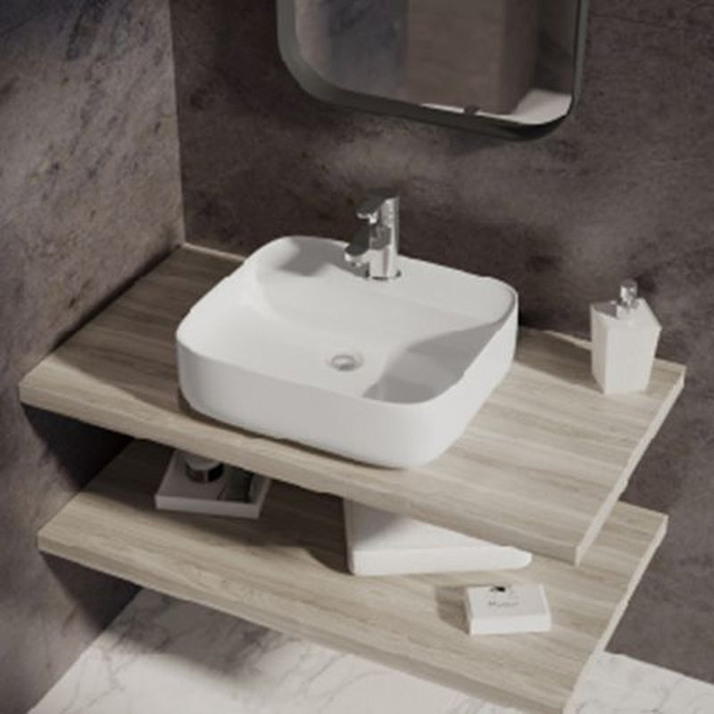 Lecico Designer F/S Basin Square 385mm With Tap Deck