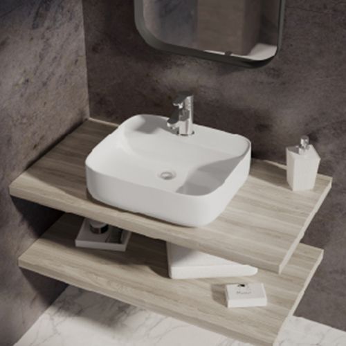 Lecico Designer F/S Basin Square 385mm With Tap Deck