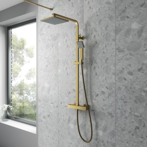 Tackley Square Thermostatic Bar Valve & Kit Brushed Brass