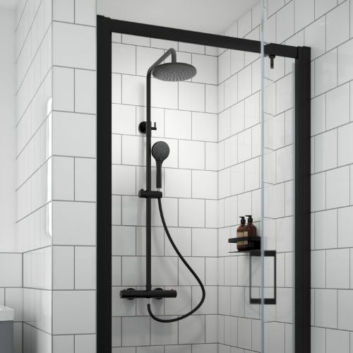 Yarnton Round Thermostatic Bar Valve & Shower Kit Matt Black
