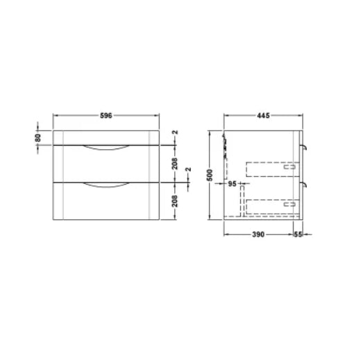 Fresssh Sorcha 600 W/H  2-DRW   Unit - anthr