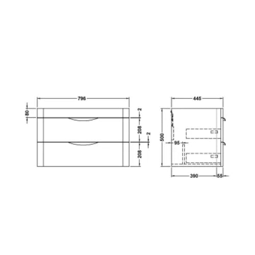 Fresssh Sorcha 800 W/H  2-DRW   Unit - anthr