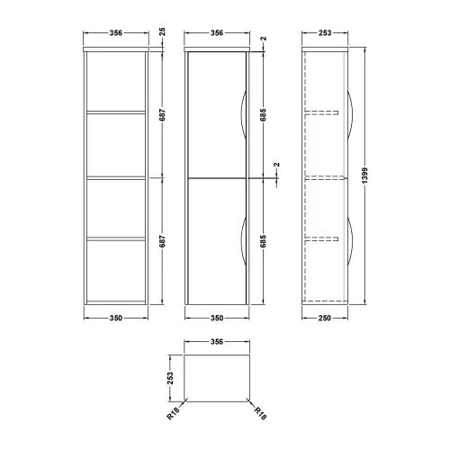 Fresssh Sorcha 350mm Tall Unit - anthr