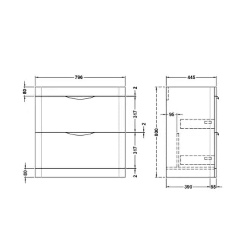 Fresssh Sorcha 800 F/S 2-DRW   Unit - white