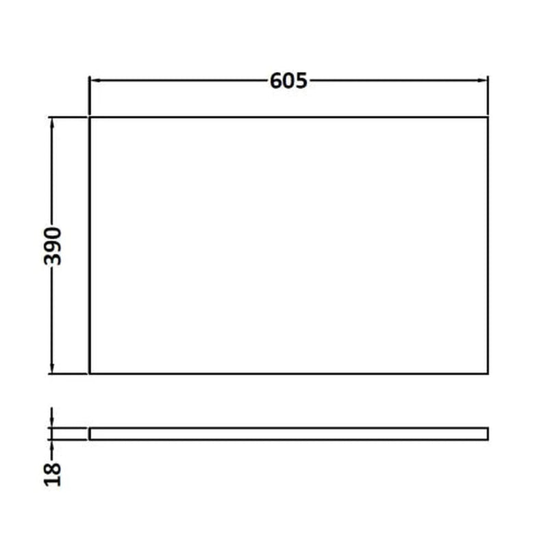 600 Worktop (605x390x18mm) - gloss grey mist