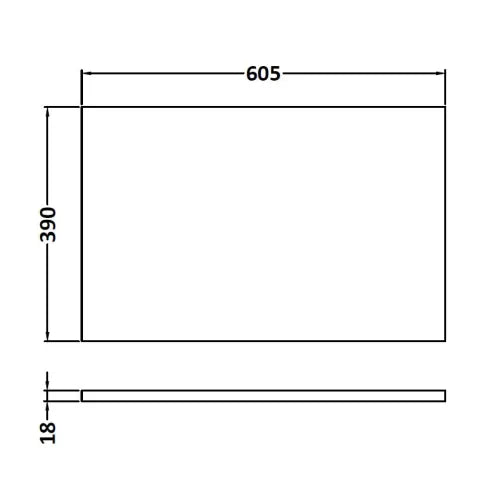 600 Worktop (605x390x18mm) - gloss grey mist