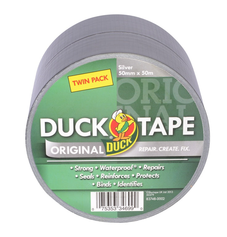 Duck Tape Original Twin Pack 50mm x 50m Silver