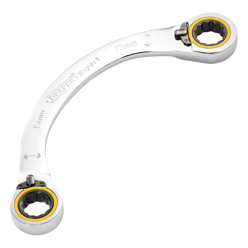 Draper 03936 Draper Expert HI-TORQ® Double Ring Ratchet Half Moon Spanner, 15 x 17mm