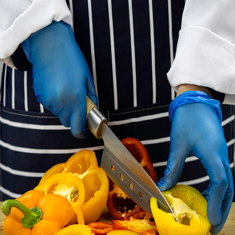 Aurelia Vinyl Powdered Disposable Blue Gloves Small - Pack 100