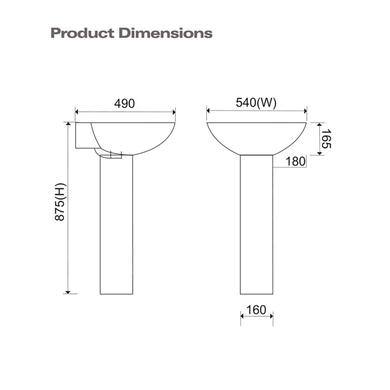 SP Eco Arc Pedestal W: 180mm H: 718mm D: 165mm