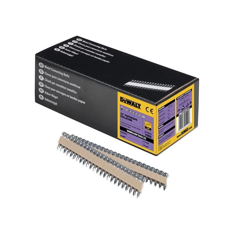 Dewalt Power Tools Galvanised Metal Connector Twist Nail 3.4 x 35mm (Pack 1000) DeWALT Power Tools - RockBottom Northampton