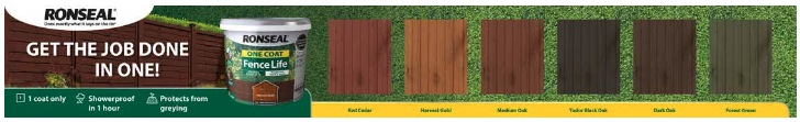 Ronseal One Coat Shed & Fence Protector 12L Forest Green