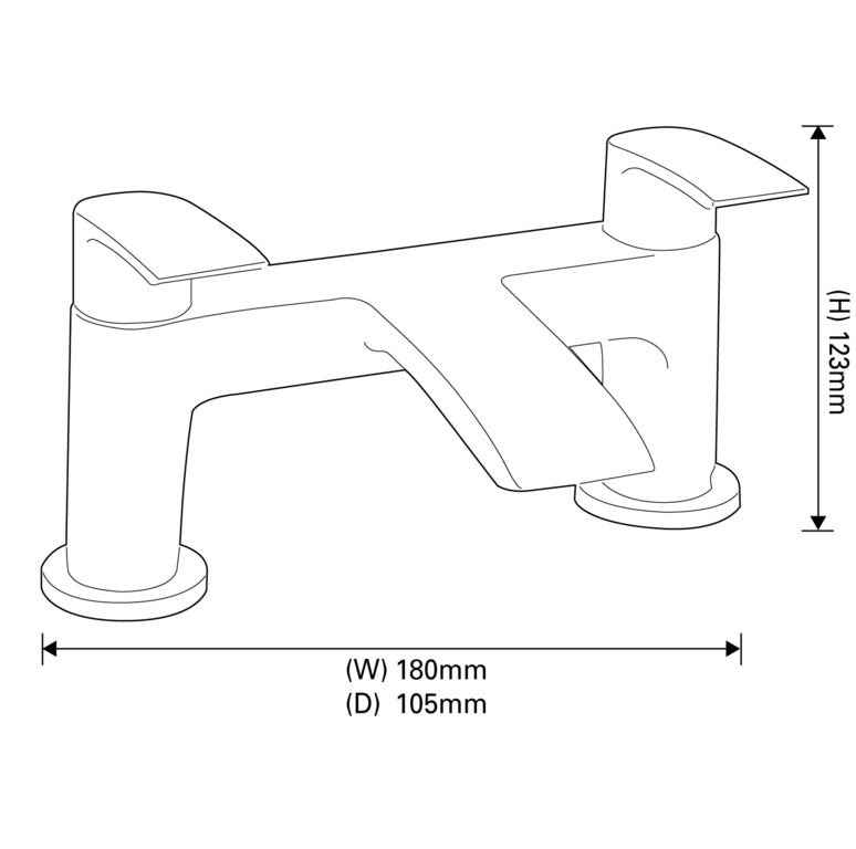 SP Aero Curve Bath Filler Tap W: 180mm H: 123mm D: 105mm