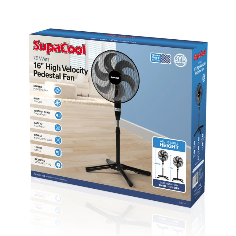 SupaCool High Velocity Pedestal Fan 16"