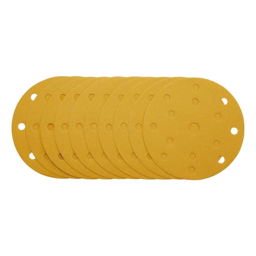 Draper 08476 Gold Sanding Discs with Hook & Loop, 150mm, 240 Grit, 15 Dust Extraction Holes (Pack of 10)
