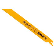 Dewalt Power Tools Bi-Metal Reciprocating Blade for Metal 203mm x 18 TPI (Pack 5) DeWALT Power Tools - RockBottom Northampton