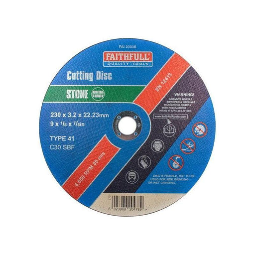 Faithfull Stone Cut Off Disc 230 x 3.2 x 22.23mm Faithfull - RockBottom Northampton