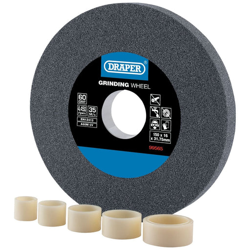 Draper Aluminium Oxide Bench Grinding Wheel, 150 x 16mm, 60 Grit 99565 Draper - Town Tools 