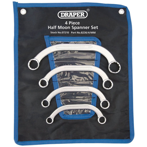 Draper 07210 Draper HI-TORQ® Half Moon Obstruction Ring Spanner Set (4 Piece)